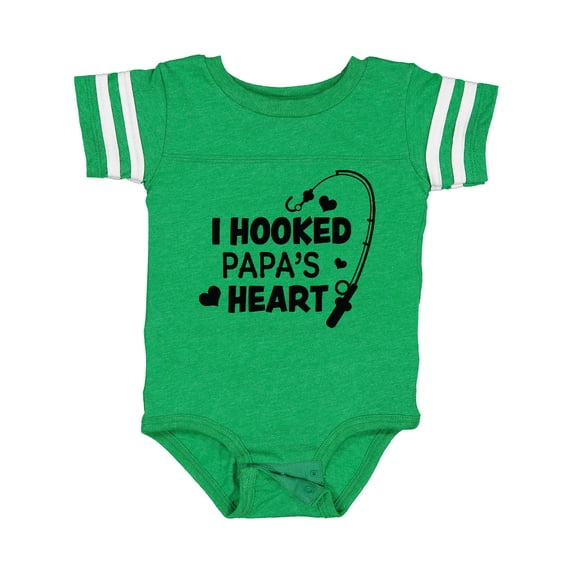 Inktastic I Hooked Papa's Heart with Fishing Rod Boys or Girls Baby Bodysuit