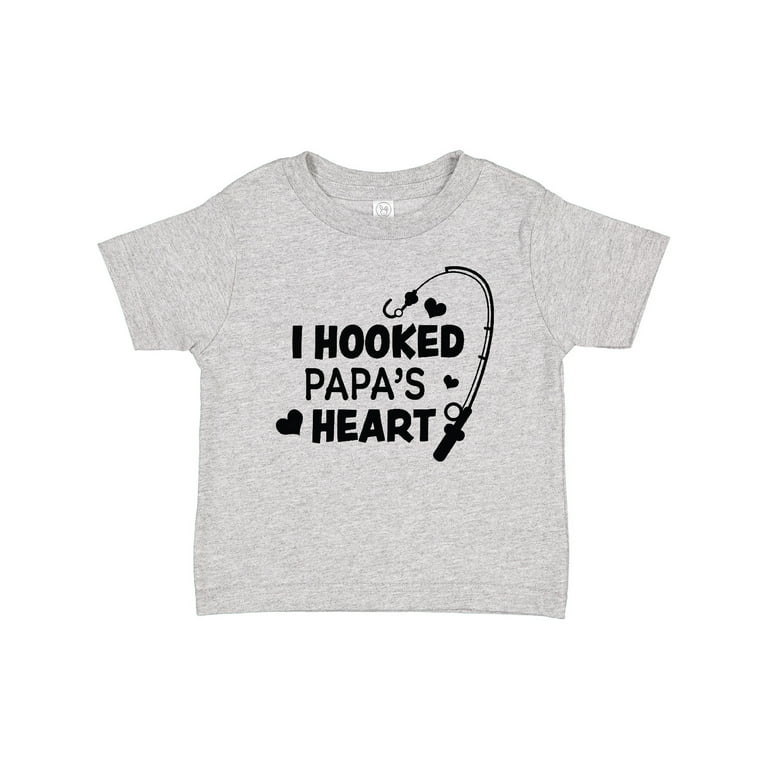 Inktastic I Hooked Papa's Heart with Fishing Rod Boys or Girls Baby T-Shirt  
