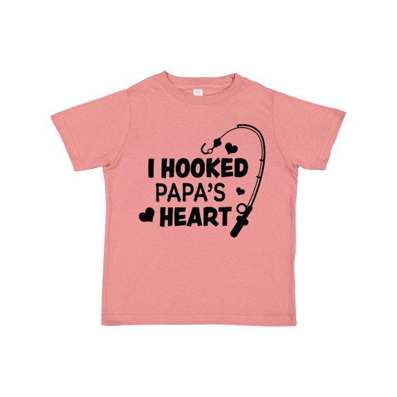 Inktastic I Hooked Papa's Heart with Fishing Rod Boys or Girls Toddler T-Shirt