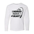 thumbnail image 1 of Inktastic I Hooked Papa's Heart with Fishing Rod Long Sleeve Youth T-Shirt, 1 of 5