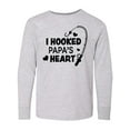 thumbnail image 1 of Inktastic I Hooked Papa's Heart with Fishing Rod Long Sleeve Youth T-Shirt, 1 of 5
