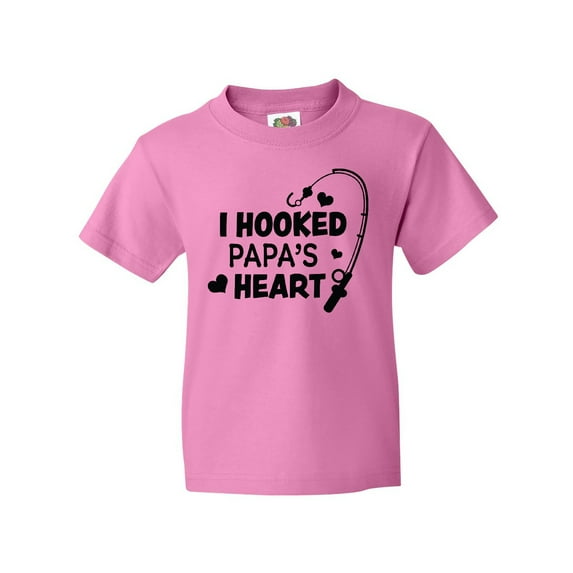 Inktastic I Hooked Papa's Heart with Fishing Rod Youth T-Shirt