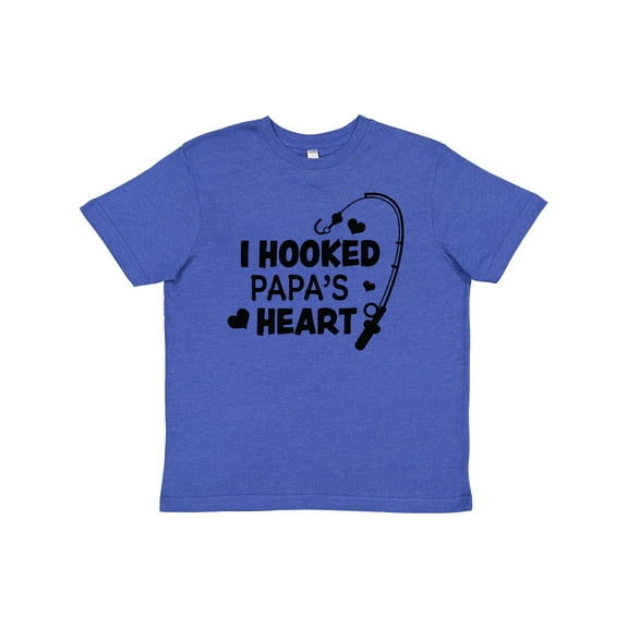 Inktastic I Hooked Papa's Heart with Fishing Rod Youth T-Shirt