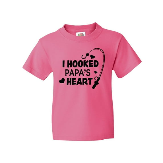 Inktastic I Hooked Papa's Heart with Fishing Rod Youth T-Shirt