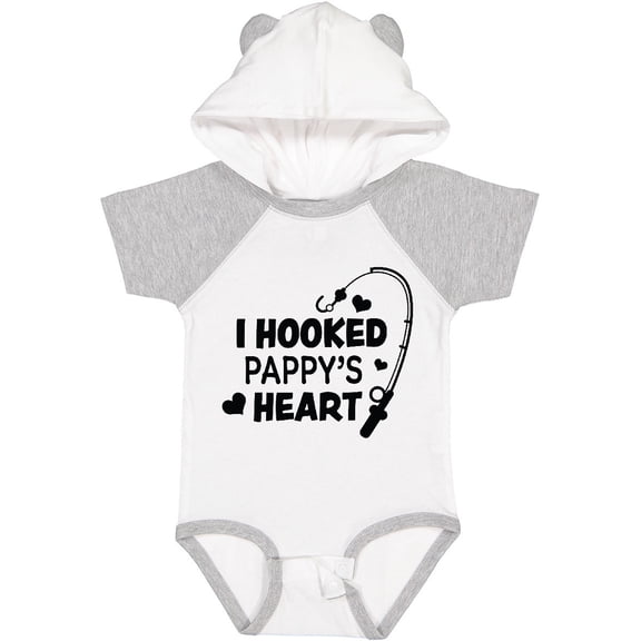 Inktastic I Hooked Pappy's Heart with Fishing Rod Boys or Girls Baby Bodysuit