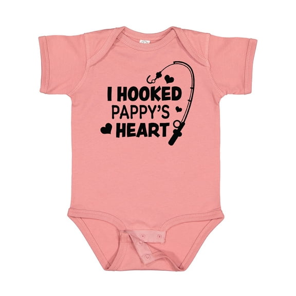 Inktastic I Hooked Pappy's Heart with Fishing Rod Boys or Girls Baby Bodysuit