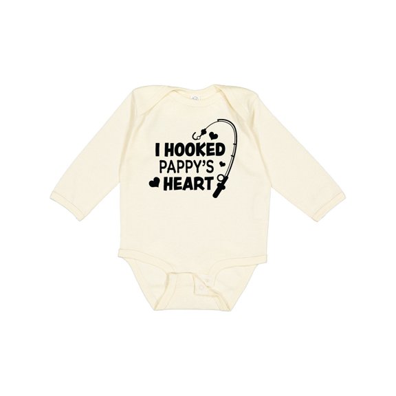 Inktastic I Hooked Pappy's Heart with Fishing Rod Boys or Girls Long Sleeve Baby Bodysuit