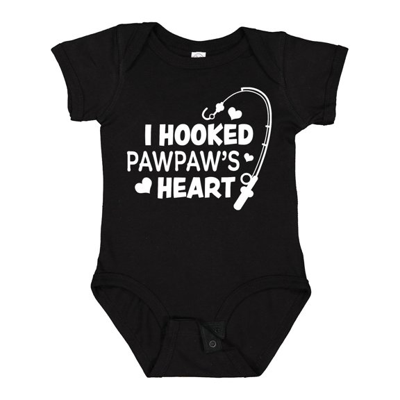 Inktastic I Hooked Pawpaw's Heart with Fishing Rod Boys or Girls Baby Bodysuit