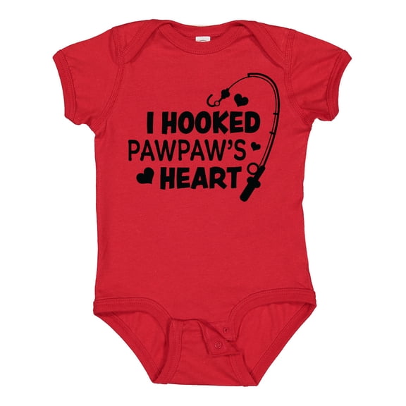Inktastic I Hooked Pawpaw's Heart with Fishing Rod Boys or Girls Baby Bodysuit