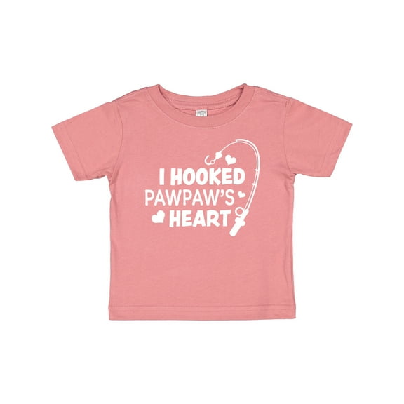 Inktastic I Hooked Pawpaw's Heart with Fishing Rod Boys or Girls Baby T-Shirt