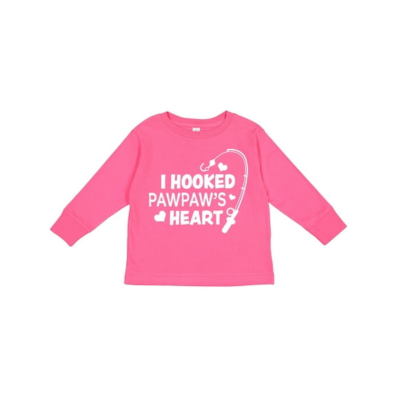 Inktastic I Hooked Pawpaw's Heart with Fishing Rod Boys or Girls Long Sleeve Toddler T-Shirt