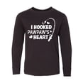 thumbnail image 1 of Inktastic I Hooked Pawpaw's Heart with Fishing Rod Long Sleeve Youth T-Shirt, 1 of 5