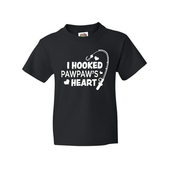 Inktastic I Hooked Pawpaw's Heart with Fishing Rod Youth T-Shirt