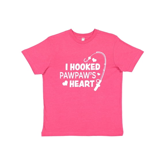 Inktastic I Hooked Pawpaw's Heart with Fishing Rod Youth T-Shirt