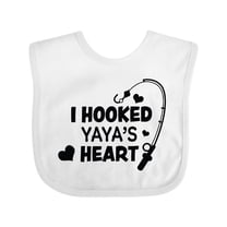 Inktastic I Hooked Yayas Heart with Fishing Rod Boys or Girls Baby Bib