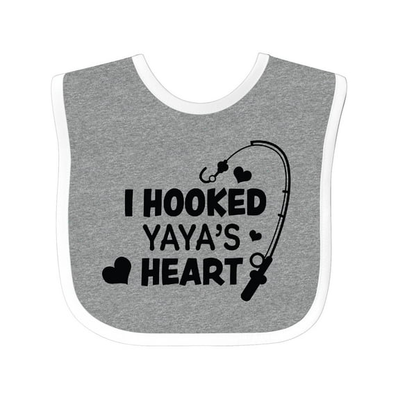 Inktastic I Hooked Yayas Heart with Fishing Rod Boys or Girls Baby Bib