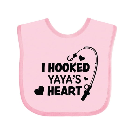Inktastic I Hooked Yayas Heart with Fishing Rod Boys or Girls Baby Bib