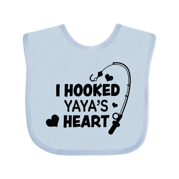 Inktastic I Hooked Yayas Heart with Fishing Rod Boys or Girls Baby Bib