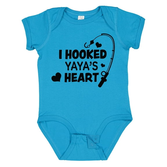 Inktastic I Hooked Yayas Heart with Fishing Rod Boys or Girls Baby Bodysuit