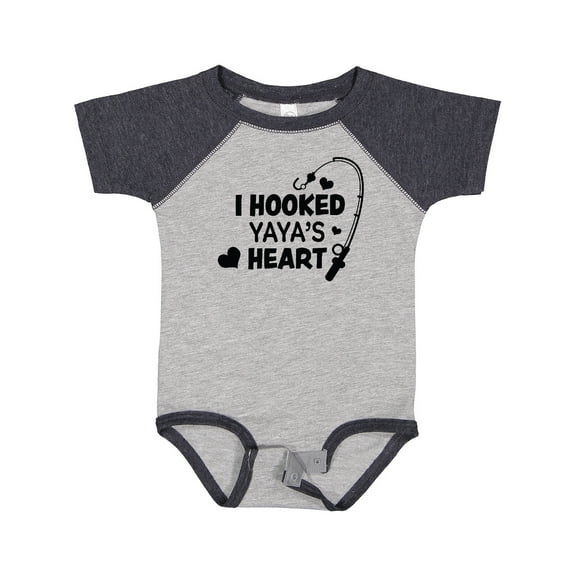 Inktastic I Hooked Yayas Heart with Fishing Rod Boys or Girls Baby Bodysuit