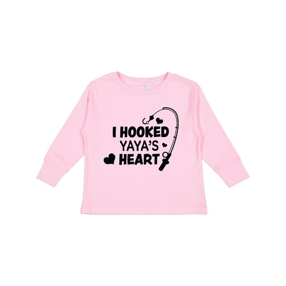 Inktastic I Hooked Yayas Heart with Fishing Rod Boys or Girls Long Sleeve Toddler T-Shirt