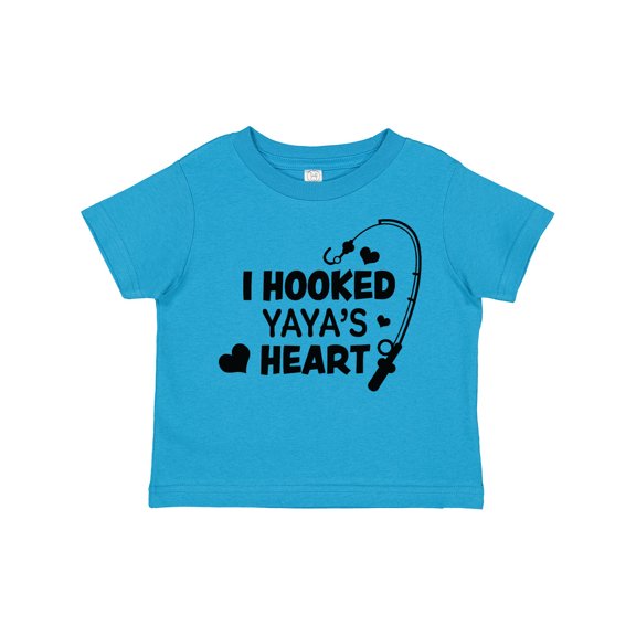 Inktastic I Hooked Yayas Heart with Fishing Rod Boys or Girls Toddler T-Shirt
