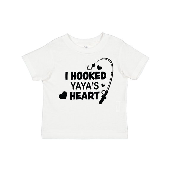 Inktastic I Hooked Yayas Heart with Fishing Rod Boys or Girls Toddler T-Shirt