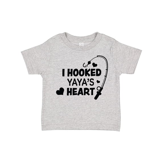 Inktastic I Hooked Yayas Heart with Fishing Rod Boys or Girls Toddler T-Shirt