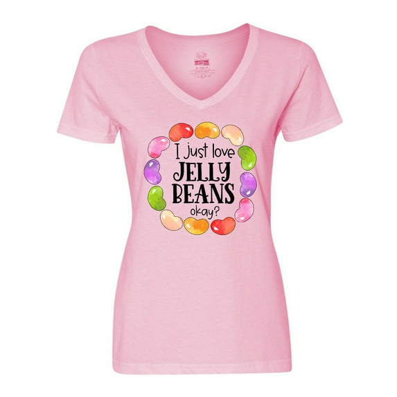 Inktastic I Just Love Jellybeans, Okay? Easter Candy Women's V-Neck T-Shirt