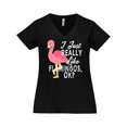 thumbnail image 1 of Inktastic I Just Really Like Flamingos Ok with Pink Flamingo Women's Plus Size V-Neck T-Shirt, 1 of 5