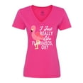 thumbnail image 1 of Inktastic I Just Really Like Flamingos Ok with Pink Flamingo Women's V-Neck T-Shirt, 1 of 5