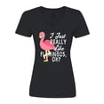 thumbnail image 1 of Inktastic I Just Really Like Flamingos Ok with Pink Flamingo Women's V-Neck T-Shirt, 1 of 5