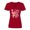 thumbnail image 1 of Inktastic I Just Really Like Flamingos Ok with Pink Flamingo Women's V-Neck T-Shirt, 1 of 5