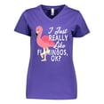 thumbnail image 1 of Inktastic I Just Really Like Flamingos Ok with Pink Flamingo Women's V-Neck T-Shirt, 1 of 5