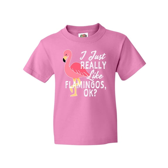 Inktastic I Just Really Like Flamingos Ok with Pink Flamingo Youth T-Shirt