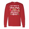 thumbnail image 1 of Inktastic I Just Want to Bake Stuff and Watch Christmas Movies Long Sleeve T-Shirt, 1 of 5