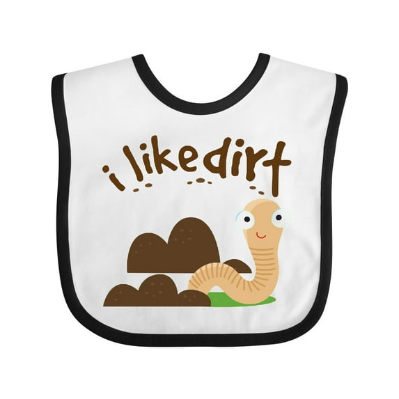 Inktastic I Like Dirt Earthworm Boys or Girls Baby Bib