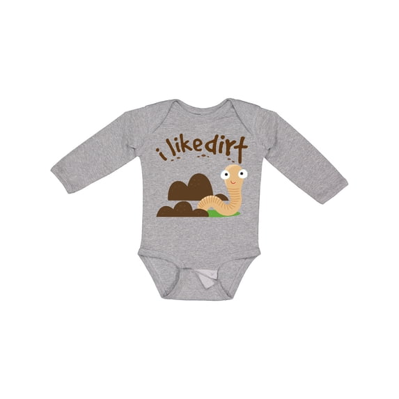 Inktastic I Like Dirt Earthworm Boys or Girls Long Sleeve Baby Bodysuit