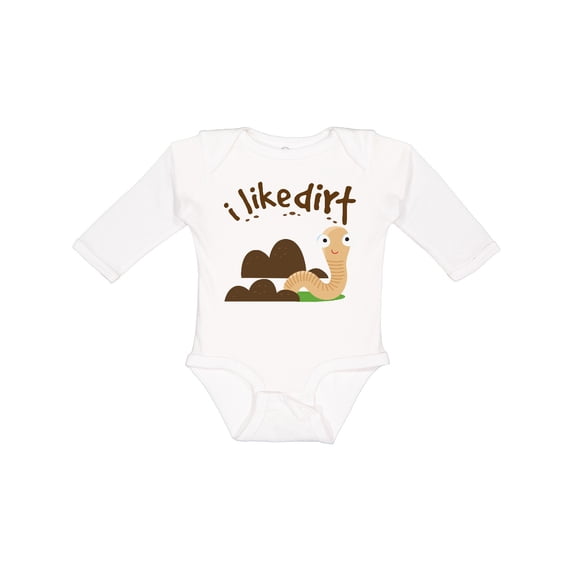 Inktastic I Like Dirt Earthworm Boys or Girls Long Sleeve Baby Bodysuit