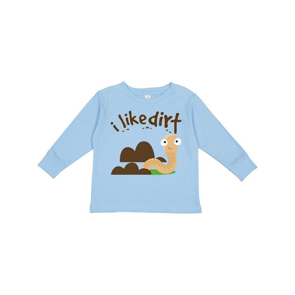 Inktastic I Like Dirt Earthworm Boys or Girls Long Sleeve Toddler T-Shirt