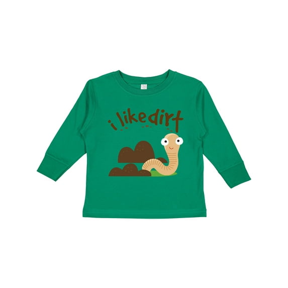 Inktastic I Like Dirt Earthworm Boys or Girls Long Sleeve Toddler T-Shirt