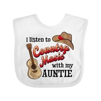Inktastic I Listen to Country Music with My Auntie Guitar and Hat Boys or Girls Baby Bib