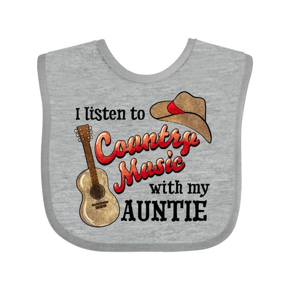 Inktastic I Listen to Country Music with My Auntie Guitar and Hat Boys or Girls Baby Bib