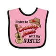 thumbnail image 1 of Inktastic I Listen to Country Music with My Auntie Guitar and Hat Boys or Girls Baby Bib, 1 of 4