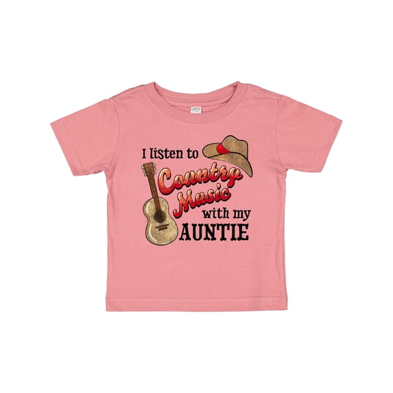 Inktastic I Listen to Country Music with My Auntie Guitar and Hat Boys or Girls Baby T-Shirt