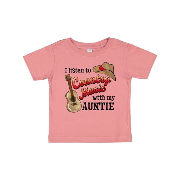 Inktastic I Listen to Country Music with My Auntie Guitar and Hat Boys or Girls Baby T-Shirt