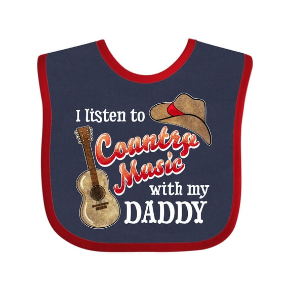 Inktastic I Listen to Country Music with My Daddy Guitar and Hat Boys or Girls Baby Bib