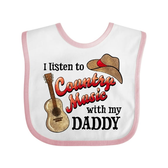 Inktastic I Listen to Country Music with My Daddy Guitar and Hat Boys or Girls Baby Bib