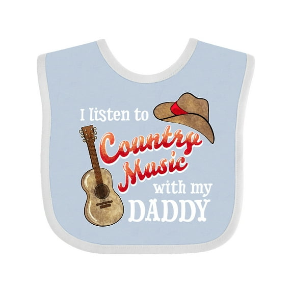 Inktastic I Listen to Country Music with My Daddy Guitar and Hat Boys or Girls Baby Bib