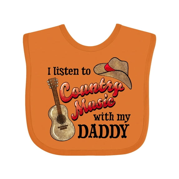 Inktastic I Listen to Country Music with My Daddy Guitar and Hat Boys or Girls Baby Bib